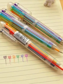 1 Bút Bi Màu Hỗn Hợp, Bút Viết Bằng Nhựa Đơn Giản Cho Học Sinh - Đỏ - Xem 6