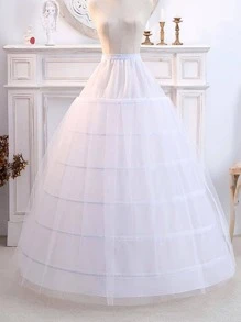 1 pieza Enagua de crinolina de princesa blanca, 6 capas con tela de malla, se puede usar para disfraz de actuación o vestido de novia, ropa de otoño y Halloween para mujeres - Blanco - Ver 1