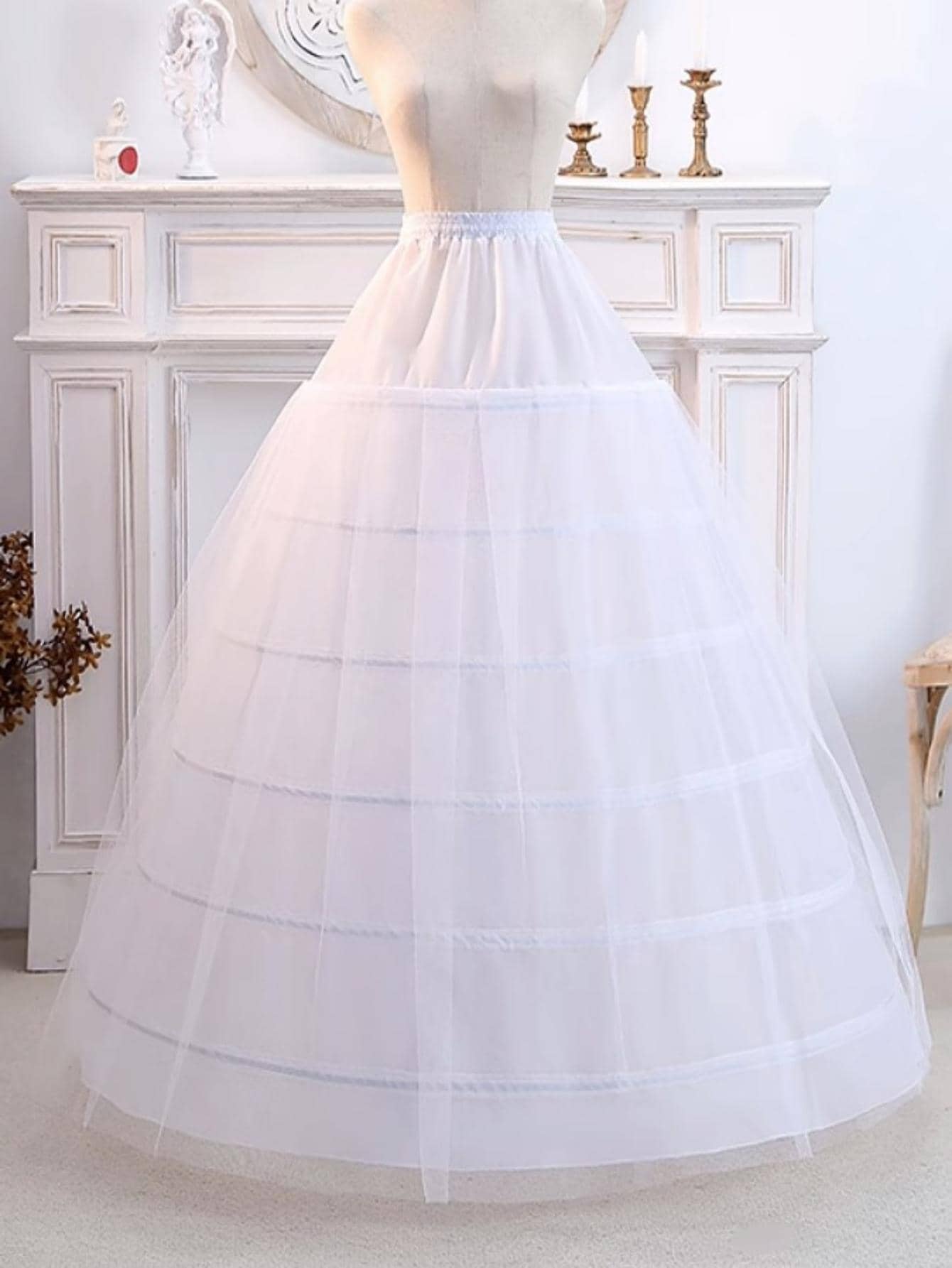 1 pieza Enagua de crinolina de princesa blanca, 6 capas con tela de malla, se puede usar para disfraz de actuación o vestido de novia, ropa de otoño y Halloween para mujeres - Blanco - Ver 1
