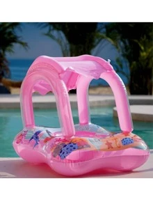 1pc Cartoon Graphic Swimming Ring With Awning - Pink - View 3