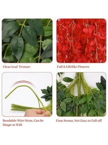 12入組塑料人造花藤，浪漫多用途人造花花環適用於派對、婚禮、家居