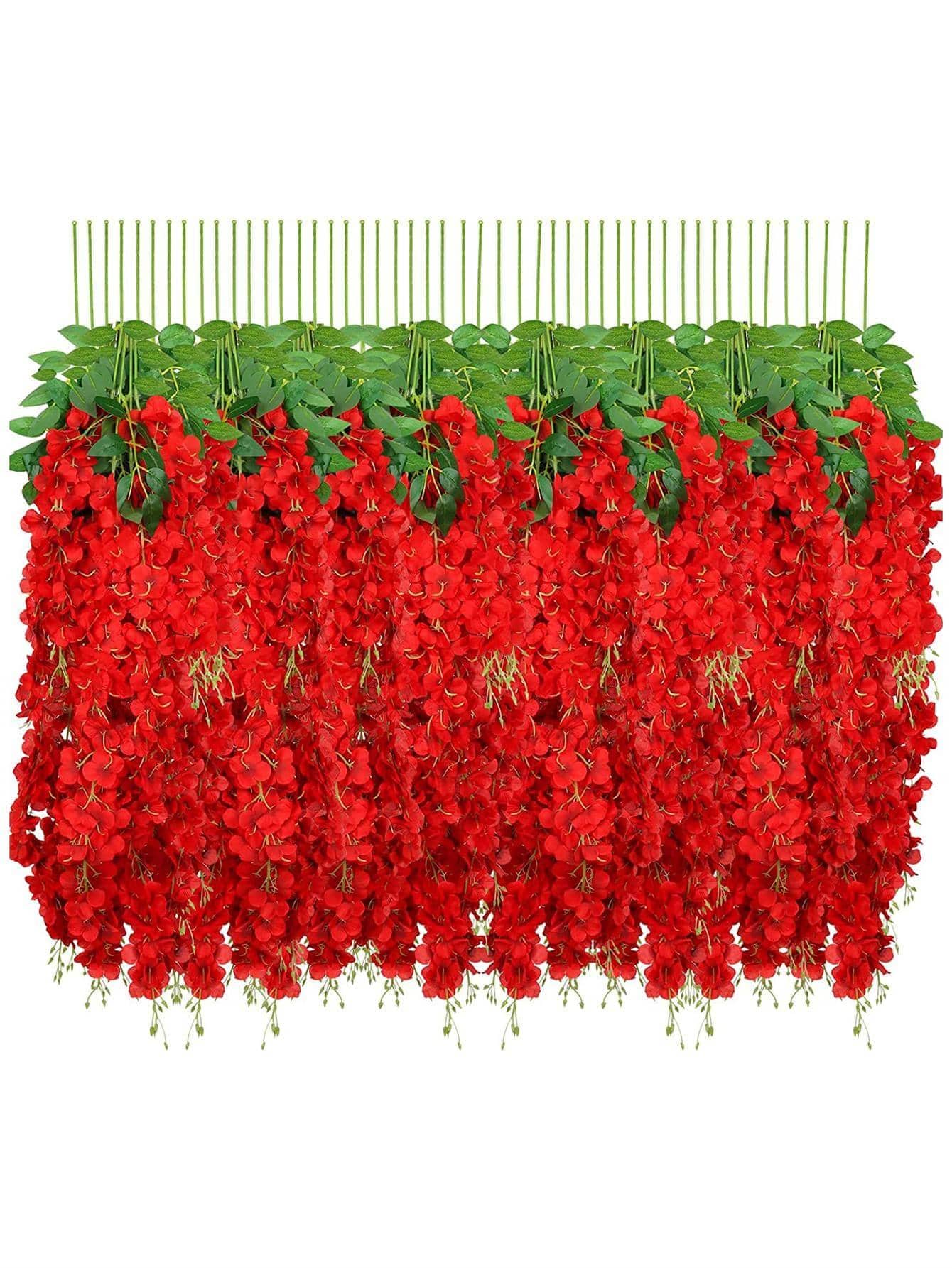 12入組塑料人造花藤，浪漫多用途人造花花環適用於派對、婚禮、家居