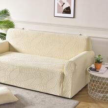 1pc Leaf Pattern Sofa Slipcover, Modern Polyester Stretch Sofa Slipcover For Home