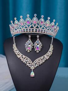 1 chiếc Băng Đô Trang Trí Kim Cương Giả & 3 Bộ Trang Sức - Bạc - Xem 1