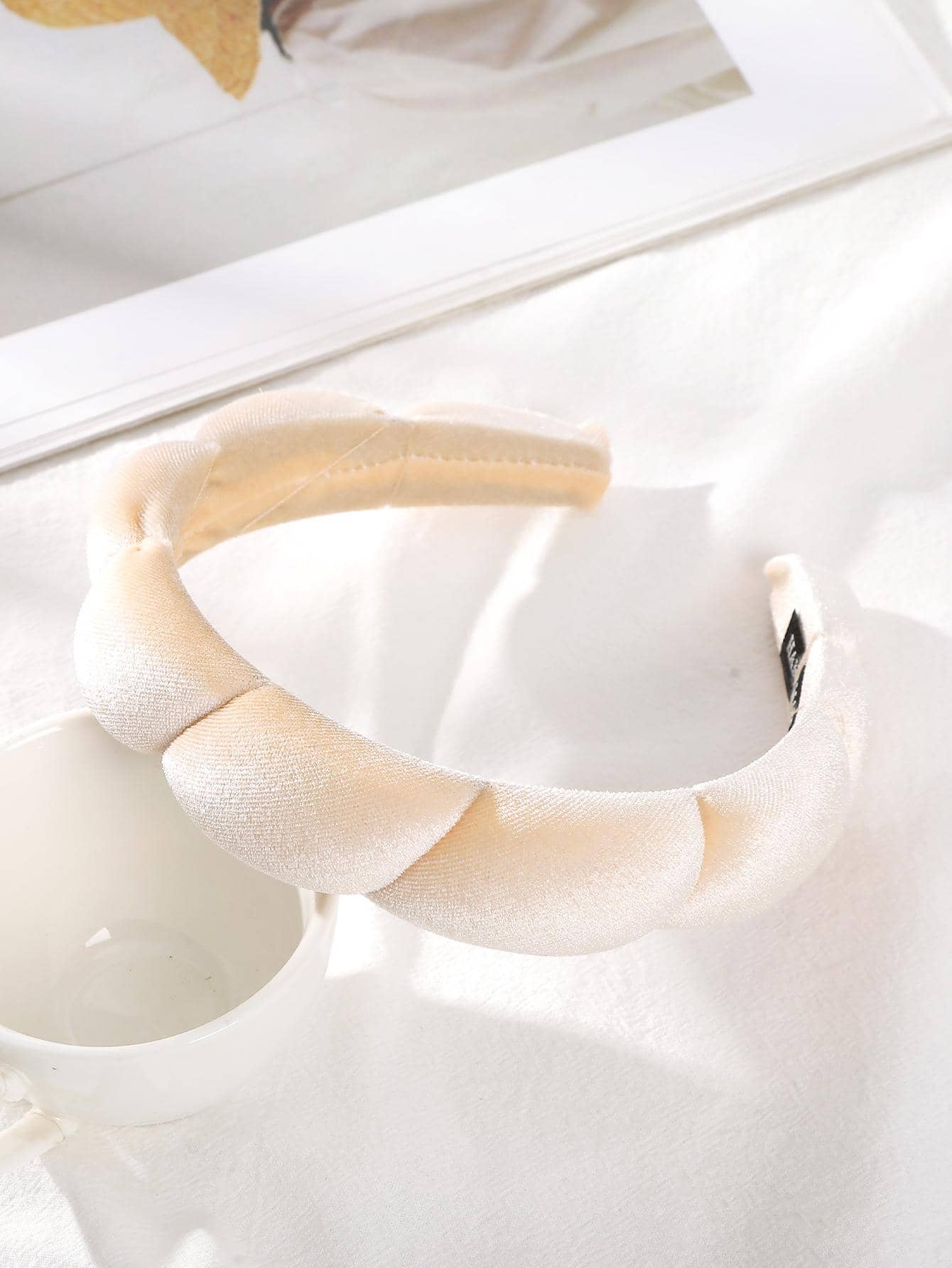 Solid Wide Headband Casual,Hairband,Hair Hoop Headbands, Skincare Headband Hair Accessories Head Accessories - Beige - View 1