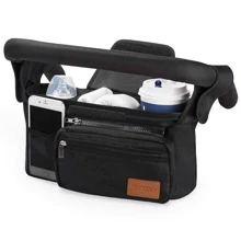 Momcozy Universal Stroller Organizer With Insulated Cup Holder - Black - View 3