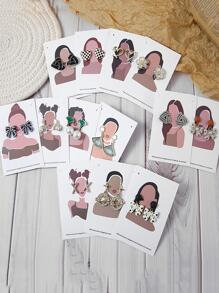 20pcs Figure Graphic Random Jewelry Display Card - White - View 1