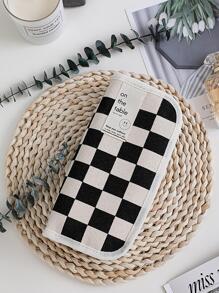 1入組格紋圖案鉛筆現代便攜筆袋適用於學生 - 白色 - 查看 12