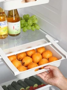 2 piezas Bandeja gruesa para huevos de refrigerador, contenedor tipo cajón para frutas y verduras, caja colgante para preservar la frescura de la fruta - Blanco - Ver 3
