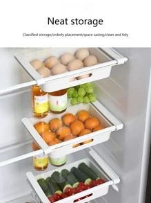 2 piezas Bandeja gruesa para huevos de refrigerador, contenedor tipo cajón para frutas y verduras, caja colgante para preservar la frescura de la fruta - Blanco - Ver 5