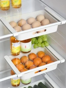 2 piezas Bandeja gruesa para huevos de refrigerador, contenedor tipo cajón para frutas y verduras, caja colgante para preservar la frescura de la fruta - Blanco - Ver 9