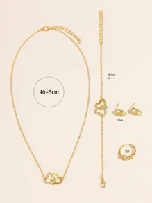 5 cái/bộ Bộ Trang Sức Trang Trí Rhinestone - Vàng - Xem 5