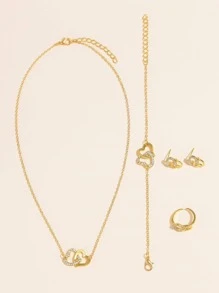 5 cái/bộ Bộ Trang Sức Trang Trí Rhinestone - Vàng - Xem 4