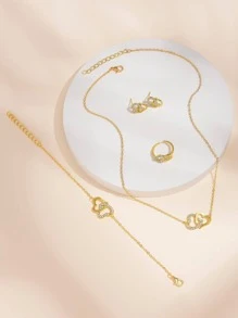 5 cái/bộ Bộ Trang Sức Trang Trí Rhinestone - Vàng - Xem 1