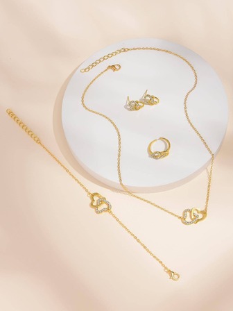 5入組/套水鑽裝飾首飾套裝