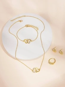 5 cái/bộ Bộ Trang Sức Trang Trí Rhinestone - Vàng - Xem 3