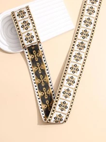 1 Rollo Cinta De Jacquard Geométrico De 2m Con Estilo Simple De Fondo Blanco, 4.8cm De Ancho, Ideal Para Decoración De Ropa - Multicolor - Ver 3