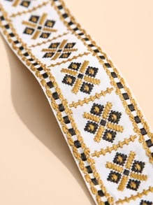 1 Rollo Cinta De Jacquard Geométrico De 2m Con Estilo Simple De Fondo Blanco, 4.8cm De Ancho, Ideal Para Decoración De Ropa - Multicolor - Ver 4