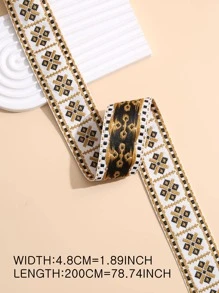 1 Rollo Cinta De Jacquard Geométrico De 2m Con Estilo Simple De Fondo Blanco, 4.8cm De Ancho, Ideal Para Decoración De Ropa - Multicolor - Ver 2