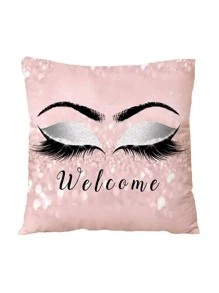 睫毛圖案靠墊套不附帶墊芯 - 粉色 - 查看 1