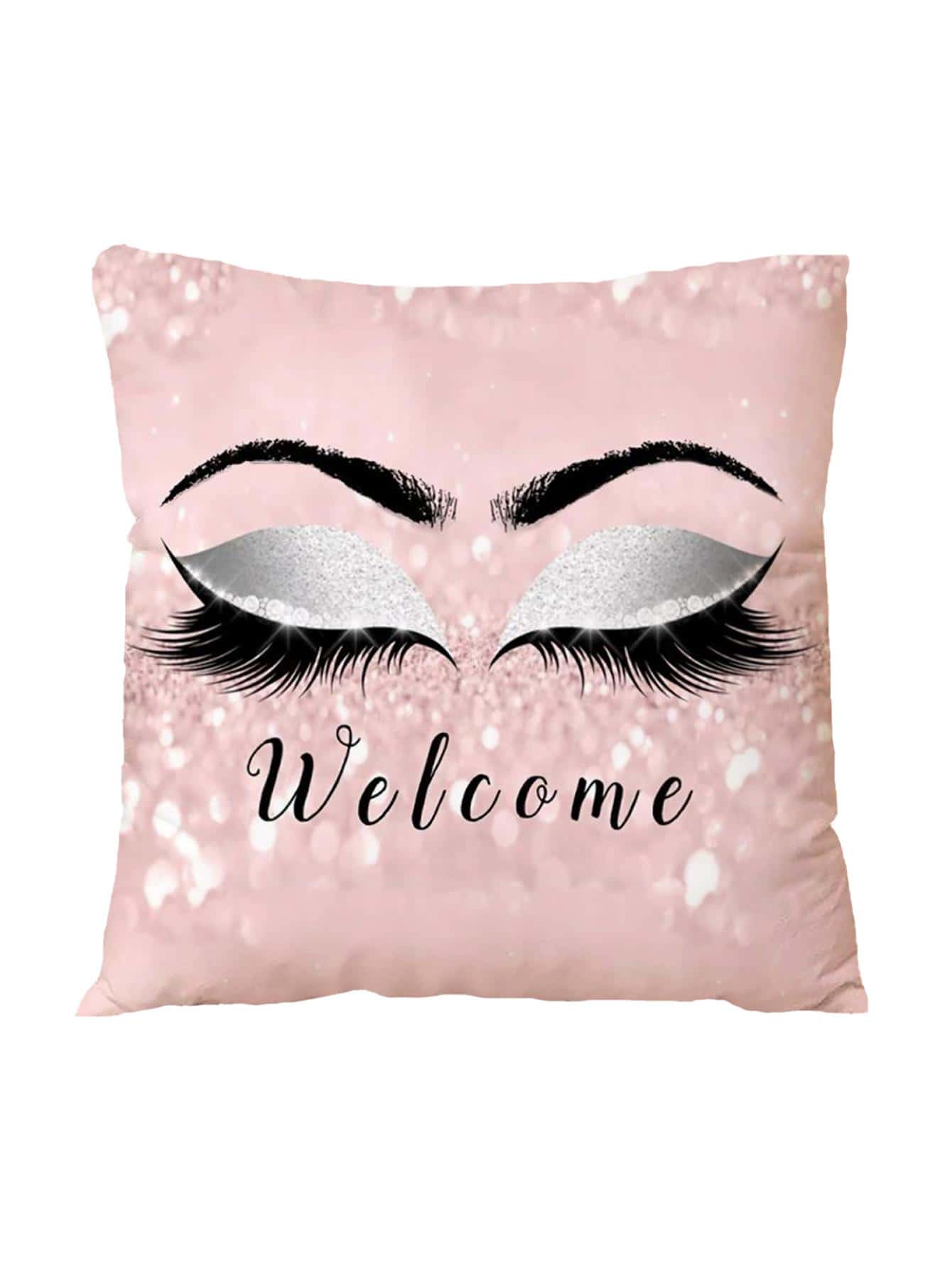睫毛圖案靠墊套不附帶墊芯 - 粉色 - 查看 1