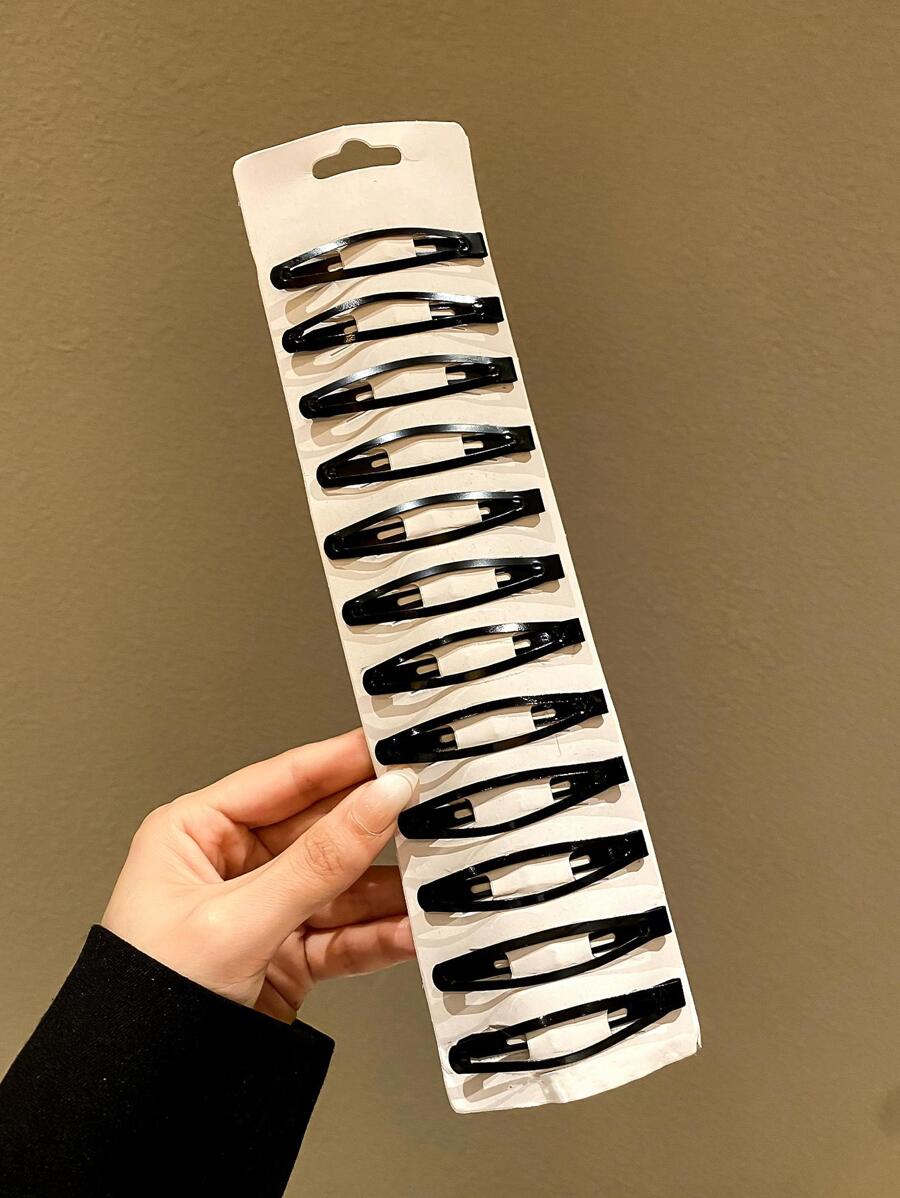 12入組女性黑色多用途髮夾適用於日常通勤 - 黑色 - 查看 1