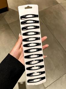 12入組女性黑色多用途髮夾適用於日常通勤 - 黑色 - 查看 2