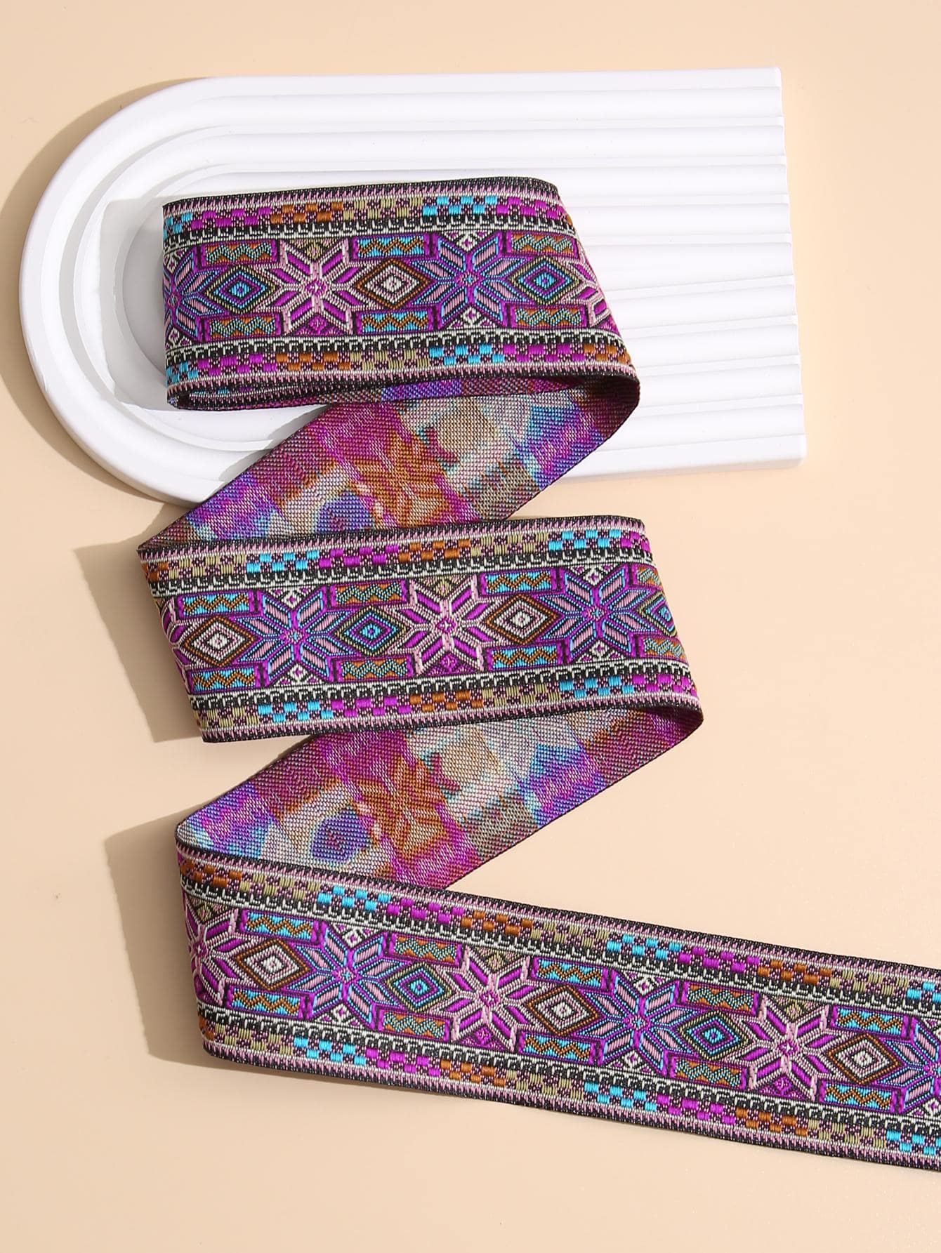 2m/Roll 5cm Wide Colorful Embroidered Bohemian Style Floral Decorative Strap, Guitar Strap Decoration Webbing - Multicolor - View 1