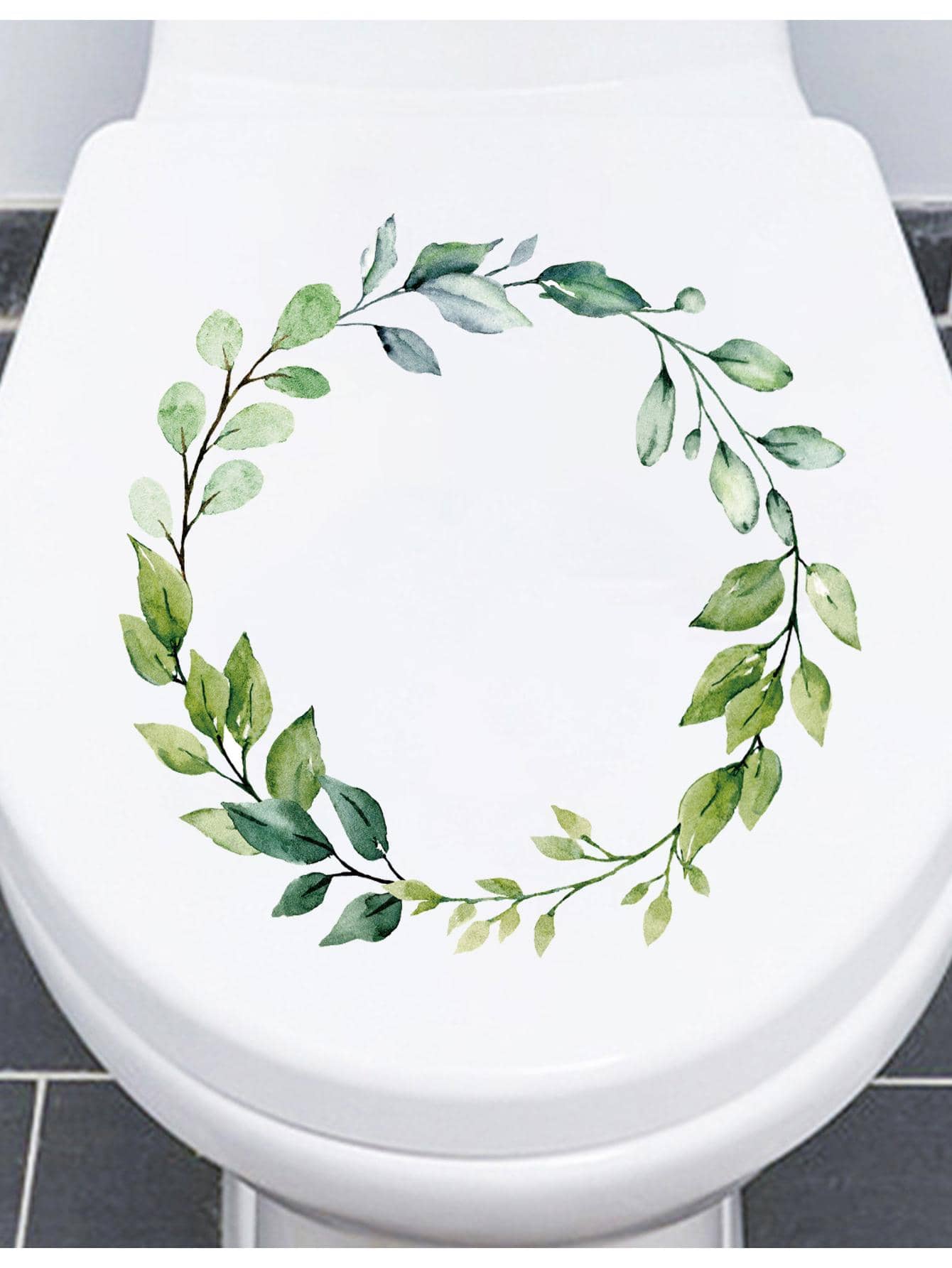 Phong Cách Bắc Âu Vẽ Hoa Vòng Hoa Vệ Sinh Miếng Dán Phòng Tắm Vệ Sinh Decal Tự Dán Trang Trí - xanh quân đội - Xem 1