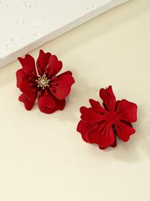 Aretes de flores decorativos como regalo para el Día de San Valentín, Mamá, Madre, Día de la Madre - Rojo - Ver 4