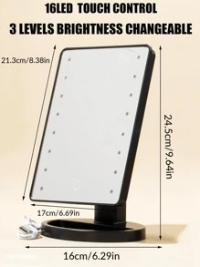 1 件 16Led 电池/USB 双电源化妆镜灯，触摸调节亮度梳妆台灯，可旋转镜面发光镜，适合家庭、办公室、旅行，可作为送给女性的礼物 - 黑色 - 查看 7