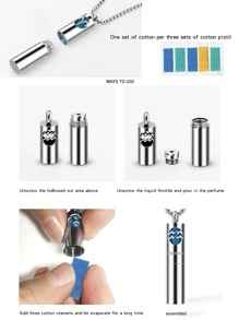 Twelve Constellations Aromatherapy Essential Oil Pendant Lockets Perfume Storage Diffuser Necklace Stainless Steel Jewelry - Silver - View 11