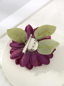 1pc Women Flower Decor Boho Hair Clip For Daily Life - Burgundy - View 3