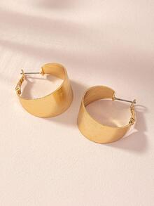 紋理質感裝飾圓耳環 - 金黃色 - 查看 3