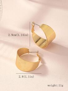 紋理質感裝飾圓耳環 - 金黃色 - 查看 4