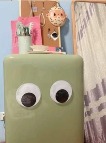 2 miếng dán tủ lạnh ABS, miếng dán tủ lạnh họa tiết mắt dễ thương cho gia đình - Đen và trắng - Xem 3