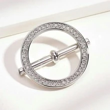 1pc Zinc Alloy Sewing Buckle, Modern Rhinestone Decor DIY Buckle For Home - Silver - View 2
