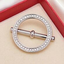 1pc Zinc Alloy Sewing Buckle, Modern Rhinestone Decor DIY Buckle For Home - Silver - View 4