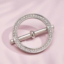 1pc Zinc Alloy Sewing Buckle, Modern Rhinestone Decor DIY Buckle For Home - Silver - View 1