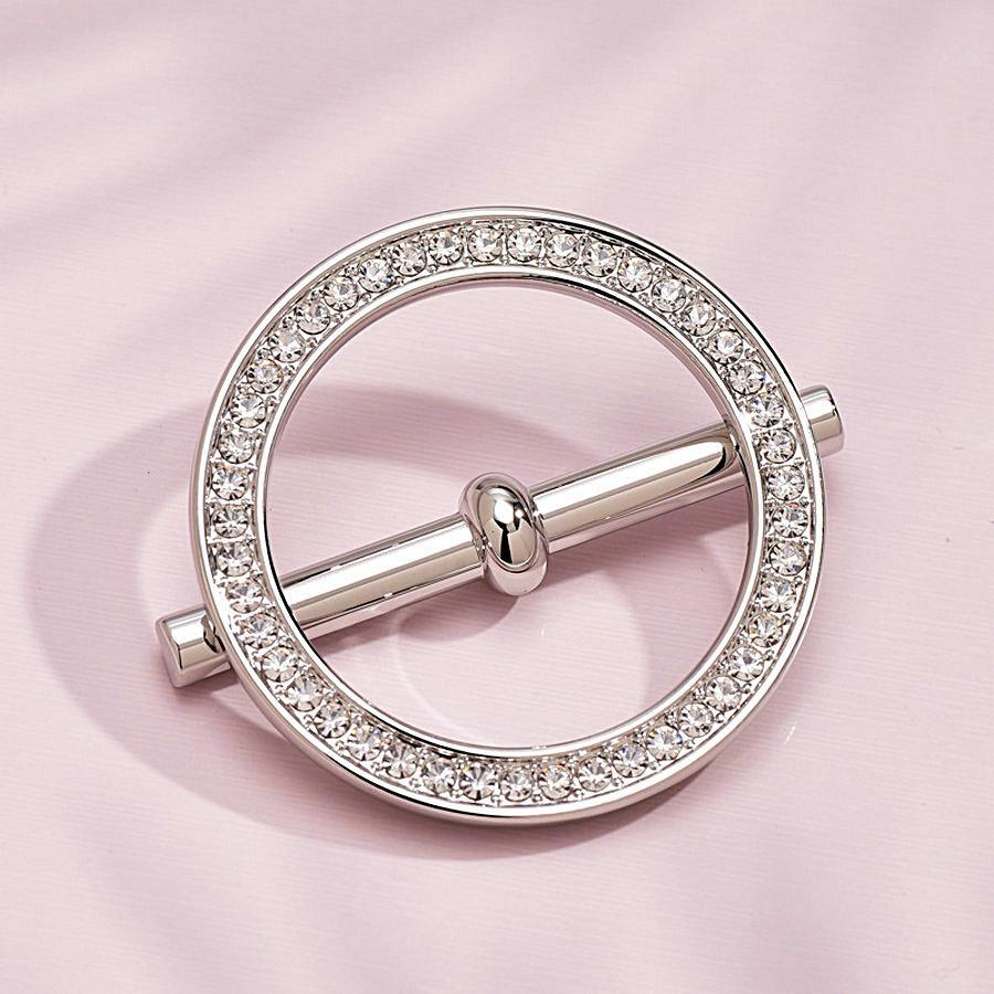 1pc Zinc Alloy Sewing Buckle, Modern Rhinestone Decor DIY Buckle For Home - Silver - View 1