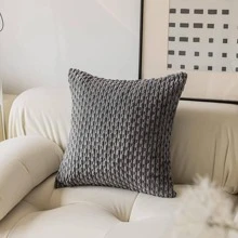 1入組波西米亞風格深灰色條紋枕套（不包括枕芯），現代柔軟的鍵盤布壓紋3D條紋純色裝飾性方形坐墊套，適用於沙發、臥室、床上、四季通用 - 深灰色 - 查看 6