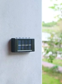 Bộ 2 đèn tường năng lượng mặt trời ABS, đèn tường năng lượng mặt trời chống nước màu vàng hiện đại dùng ngoài trời, đèn chiếu sáng ngoài trời cho lối đi, sân, hiên - Màu vàng - Xem 9