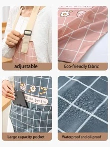1pc Waterproof & Oil-Proof Adjustable Kitchen Apron, Cleaning Apron For Men & Women, Kitchen Cooking Apron With Large Pocket - Pink - View 5