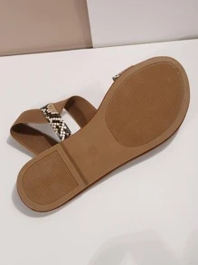 Elegant Slingback Sandals For Women, Snakeskin Embossed Flat Sandals - Multicolor - View 6