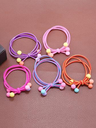 5入組女士珠子裝飾休閒髮圈適用於日常生活