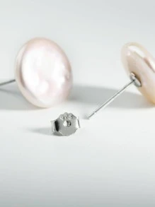 1 par de brincos elegantes de pérolas falsas barrocas de prata esterlina 925 para mulheres