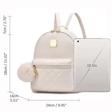 Quilted Mini Leather Backpack Purse For Teen Girls Cute Small Size Little Back Pack Bag - White - View 2
