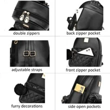 Quilted Mini Leather Backpack Purse For Teen Girls Cute Small Size Little Back Pack Bag - White - View 5