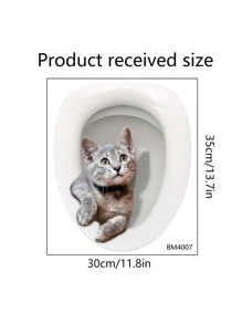 1入組PVC馬桶蓋現代貓樣式馬桶蓋貼花 - 灰色 - 查看 7