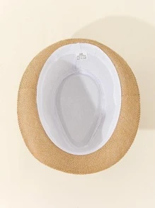 透氣亞麻草爵士帽,夏季和秋季的休閑男士費多拉帽 - 卡其色 - 查看 5